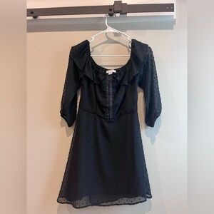 FAVLUX Black Textured Long Sleeve strapless Dress